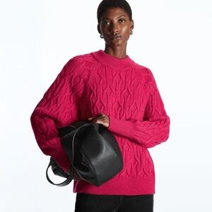 COS - Cable-Knit Wool-Blend Sweater - Pink